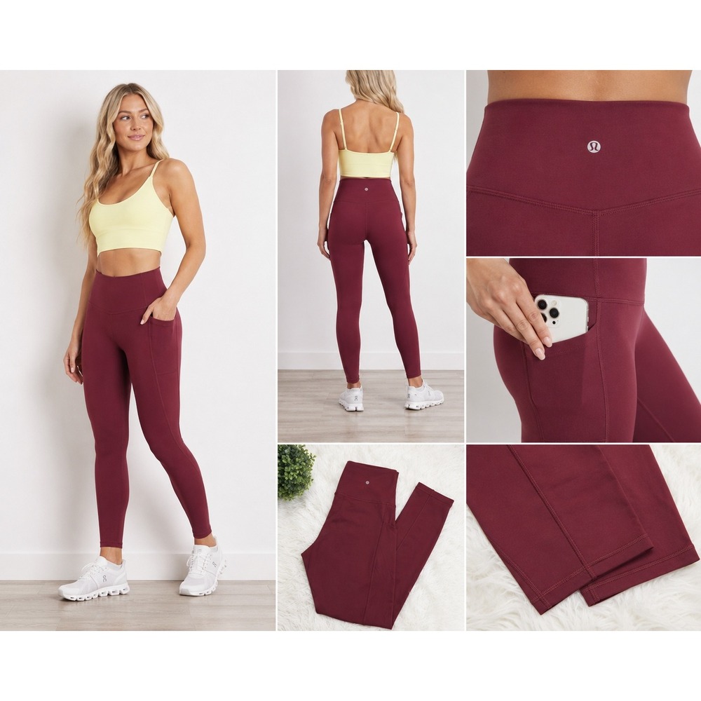 Lululemon Align Leggings Womens‎ 6 Pockets Red Merlot Yoga Pants Nulu Pockets